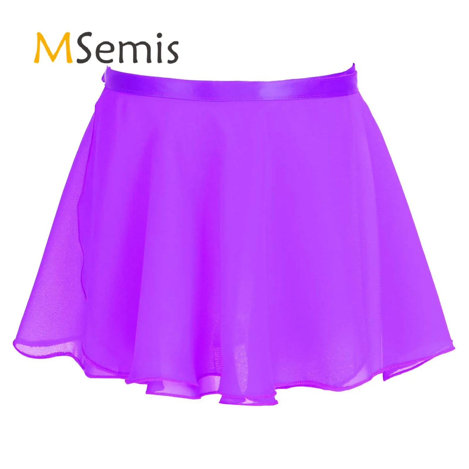 

Kids Girls Gymnastics Leotard Dance Skirts Basic Classic Mini Pull-On Wrap Skirt with Waist Tie Chiffon Ballet Tutu Dance Skirt