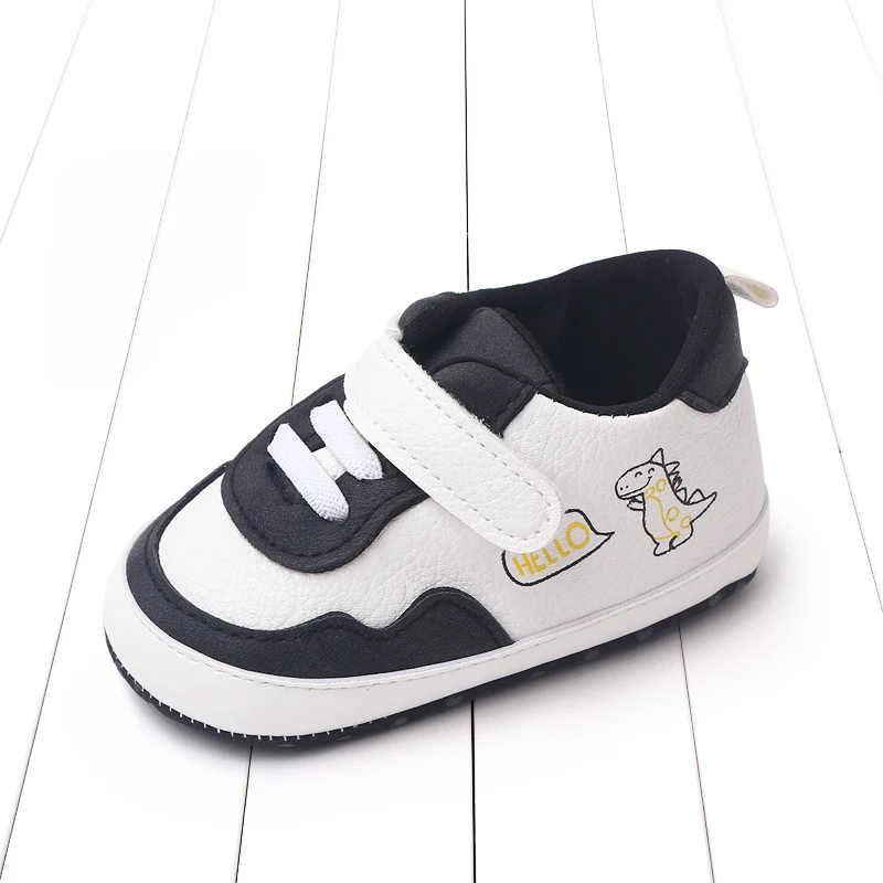 Scarpe per bambini di nuovo stile più vendute primaverili e autunnali per camminatori di apprendimento di dinosauri per bambini comodi con fondo morbido da 0-18 mesi