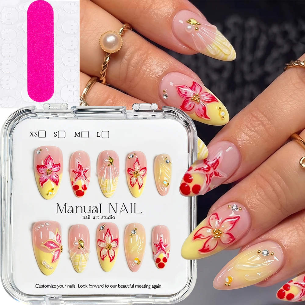 24 Stücke Retro Blume Lange Sarg Französisch Künstliche Nägel Kaviar Perle Floral Gold Hohl Design Drücken Sie Auf Nagelspitzen Y2k Acryl Falsche Nagel
