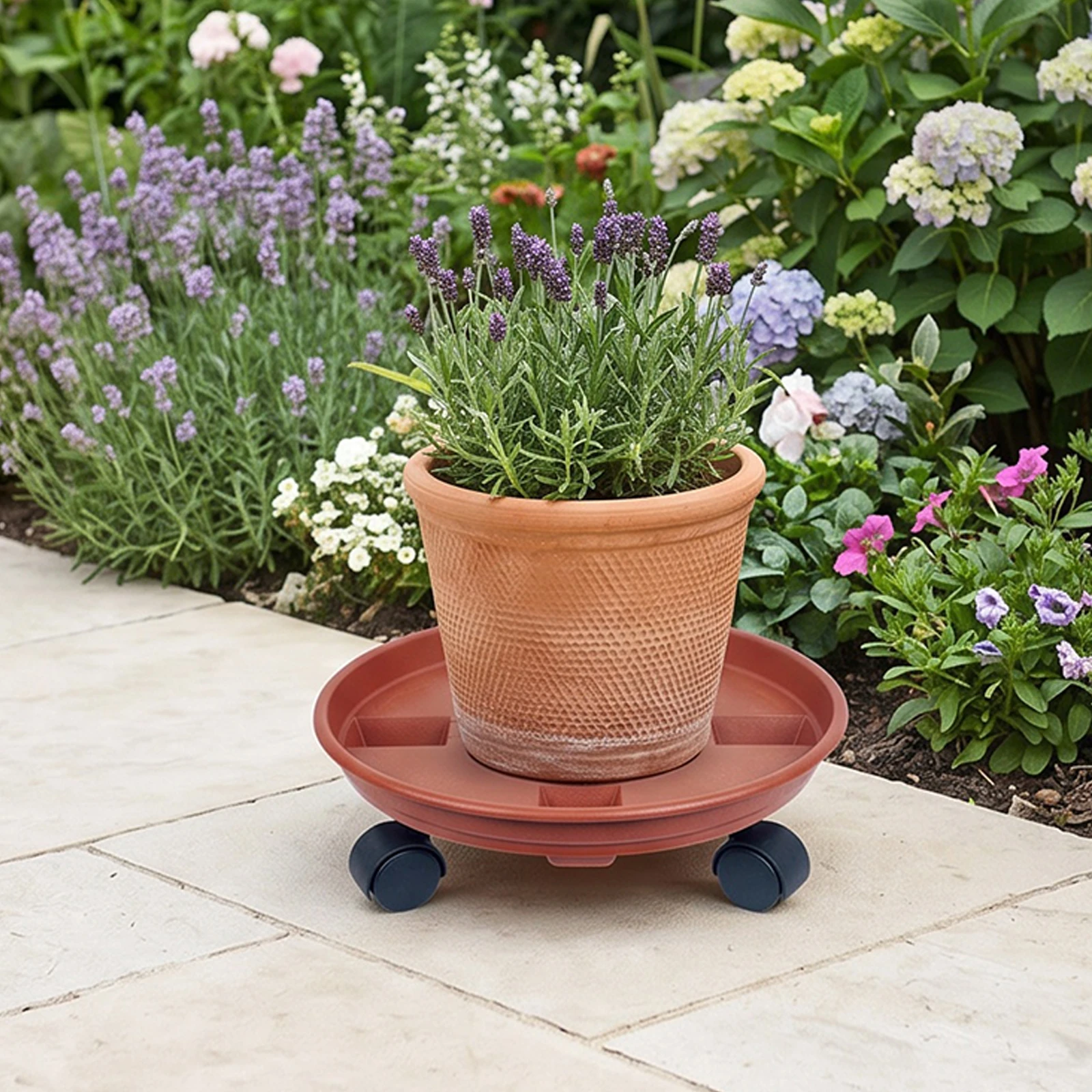 30cm Plastic Rolling Plant Stand with Wheels Planter Trolley Tray Rolling Plant Dolly for Home Garden Office Indoor Outdoor Use