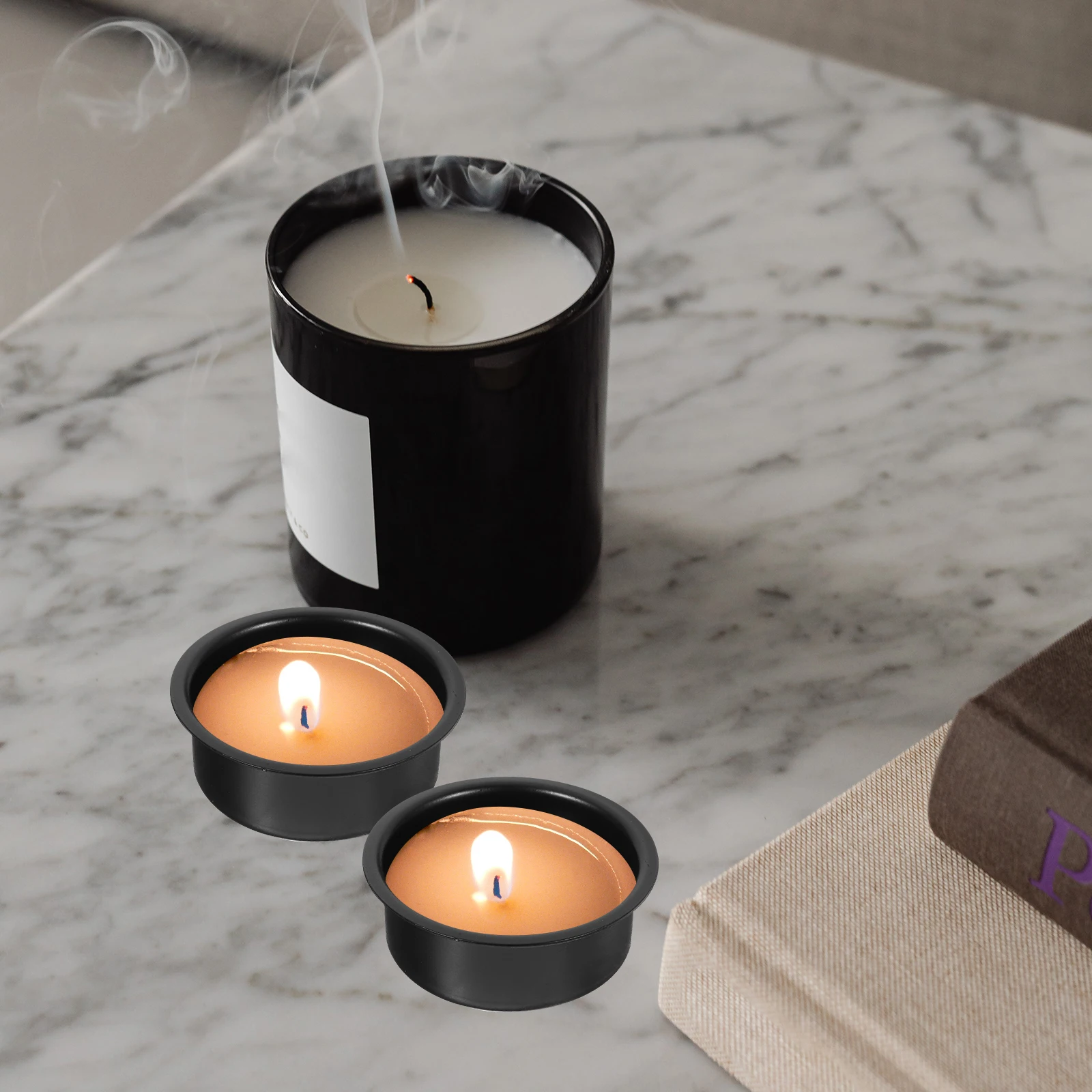 

4pcs Metal Cups Smooth Bottom Candlesticks Halloween Decorations Silver Tin Holders Home Gifts Household