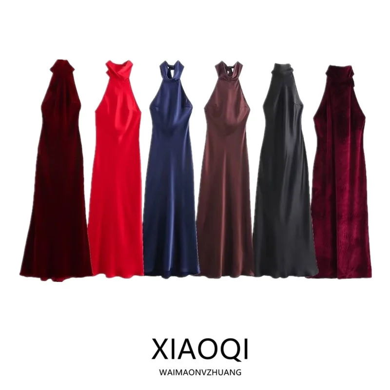 เสื้อไหมซาตินทรงยาว คอวี แขนยาว รุ่นใหม่ล่าสุดสำหรับฤดูใบไม้ร่วง คอลเลคชั่นแฟชั่นผู้หญิง ฤดูใบไม้ร่วง 2024