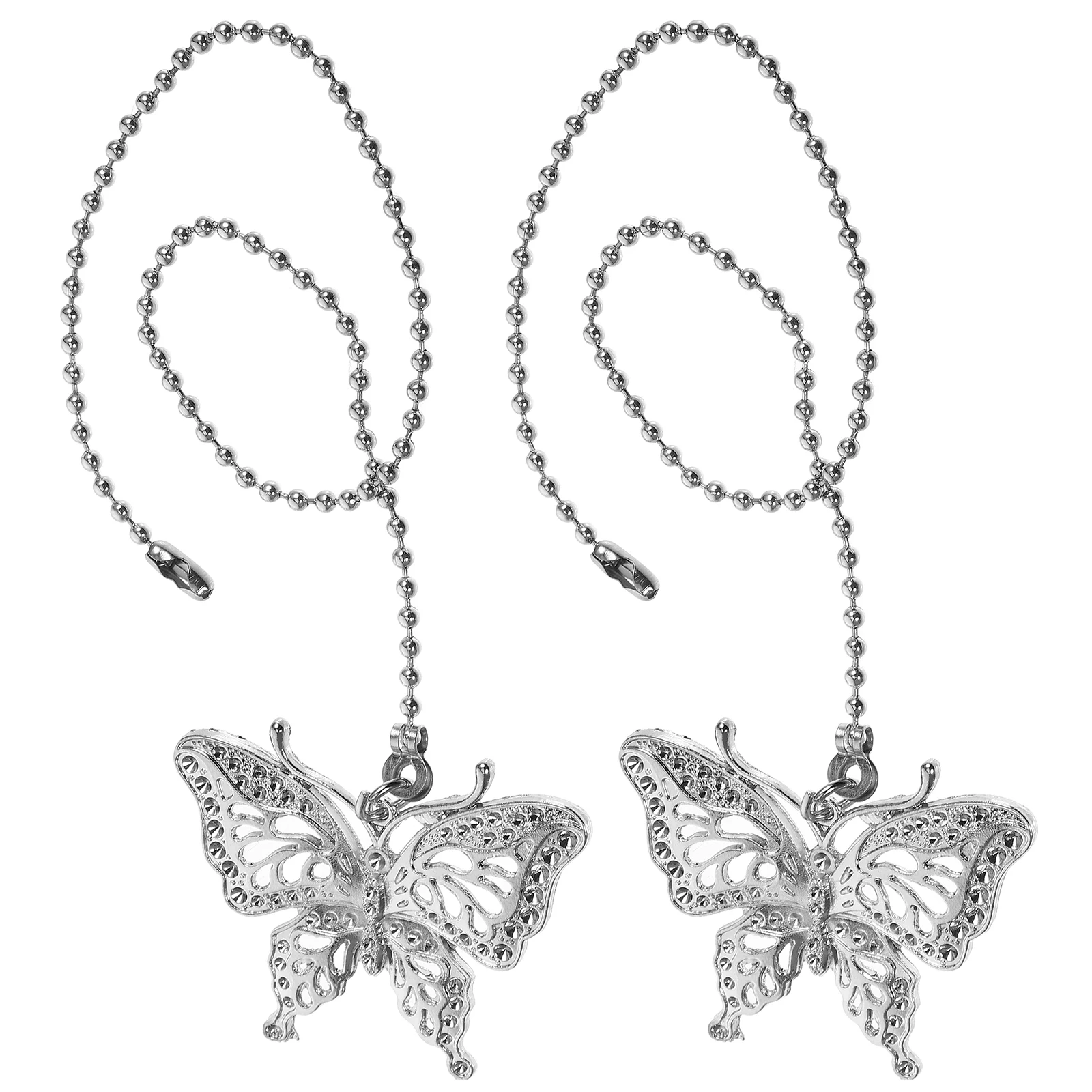 

2 Pcs Lighting Rope Ceiling Fan Pull Chains Extensions Chargeable Decorative Closet Plastic Butterfly