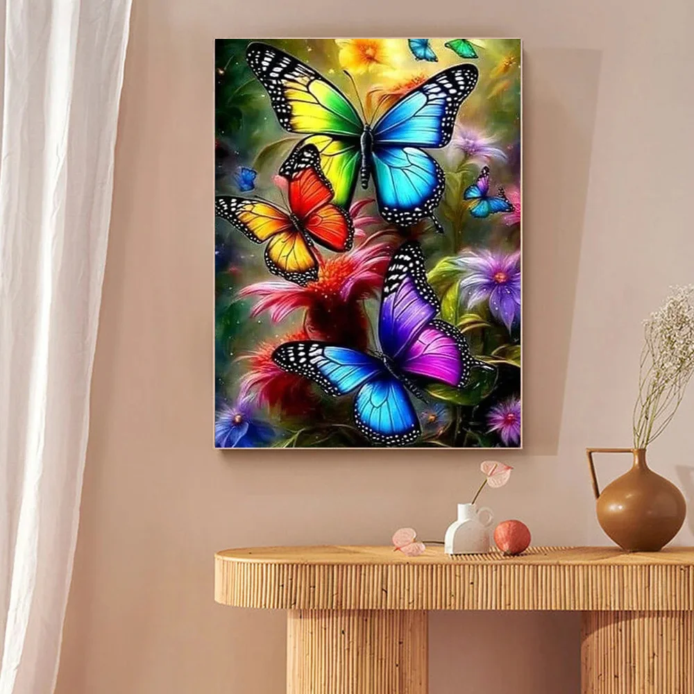 Huacan 5D Diamond Painting Animal Butterfly Full Diamond Embroidery Flower Cross Stitch Home Decor Art Handmade Gift