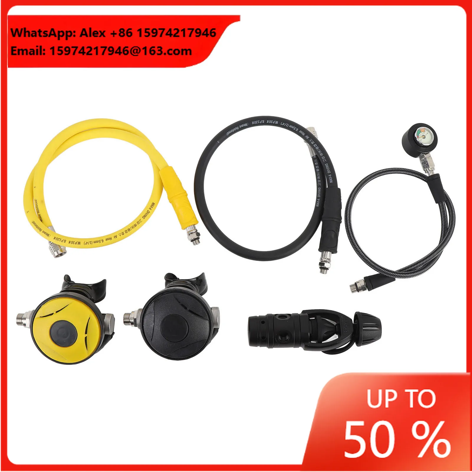 Diving Regulator Set Aluminum First Stage Dive Regulator With 2nd Stage Regulator Pressure Gauge For Underwater Breathing System