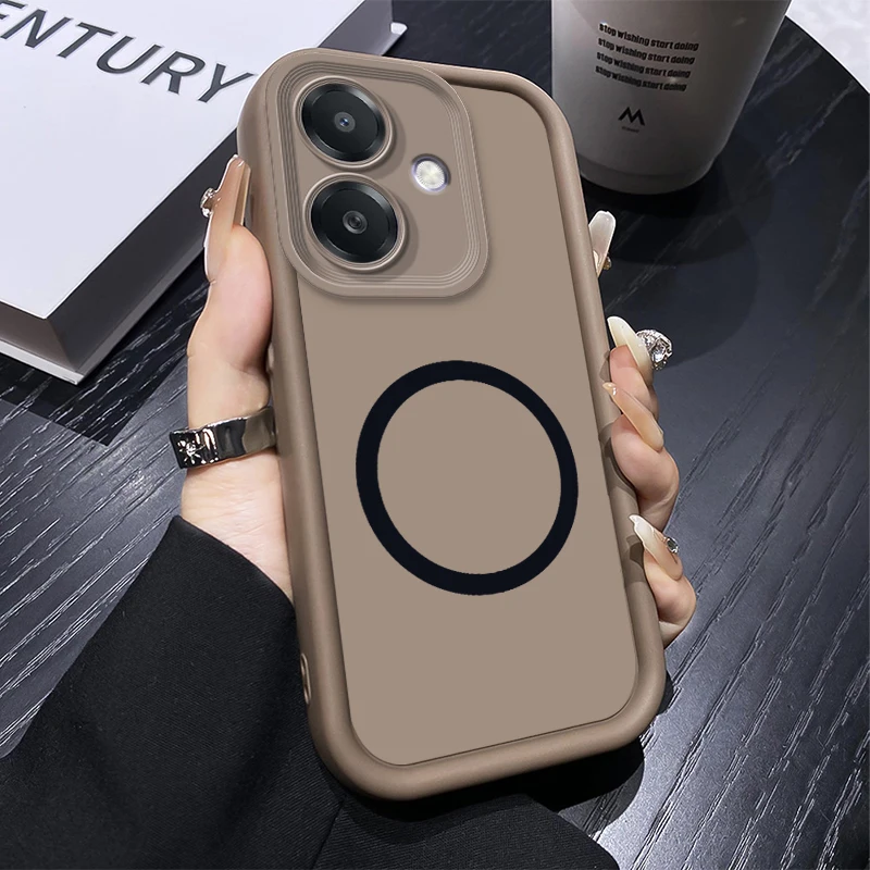 Phone Case For OPPO A3X A3 4G 5G  A 3X A3 Full Package Anti Drop Soft Silicone Protect Back Cover With Wireless Magnetic Sticker