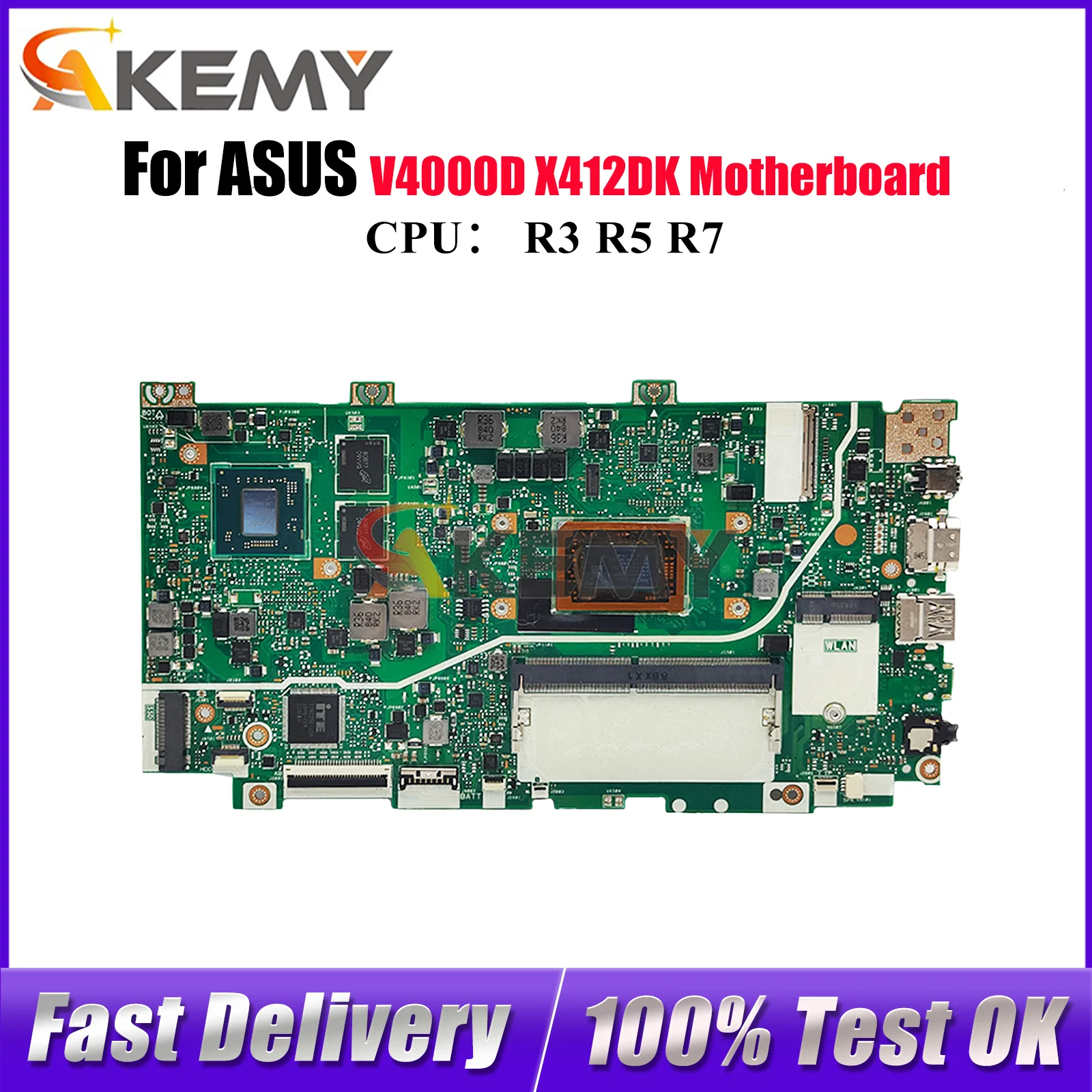 

Материнская плата для ноутбука X412DK ASUS VivoBook X412DK X412D V4000d, материнская плата для ноутбука с процессором R3 R5 R7, 100% тестирование, ОК, быстрая доставка