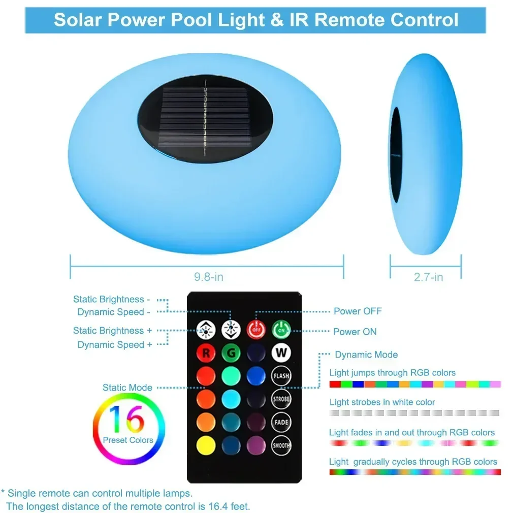 

Pool Lights Outdoor Waterproof Lawn Lights Colorful LED Water Surface Floating Light Large and Small SolarWater Floating Lights