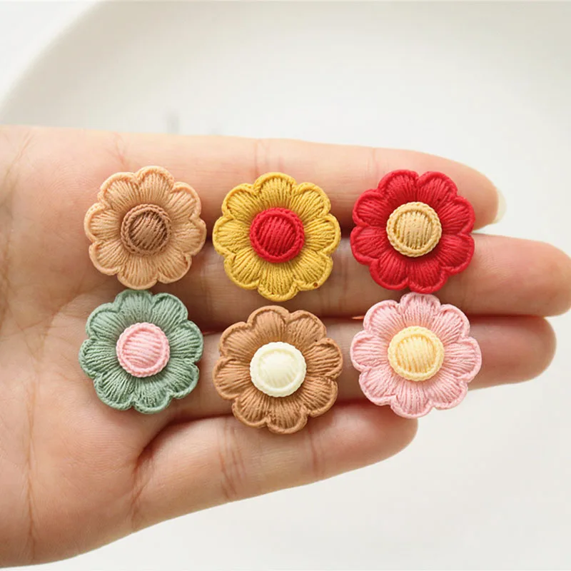 10pcs Mini Kawaii Woollen Flower Resin Flat Back Cabochons Scrapbook Diy Party Hairpin Accessories Home Decoration Craft