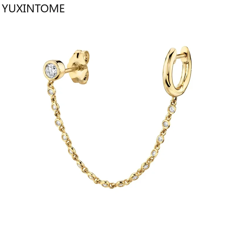 Women's 925 Silver Crystal Chain Tassel Dangle Earrings