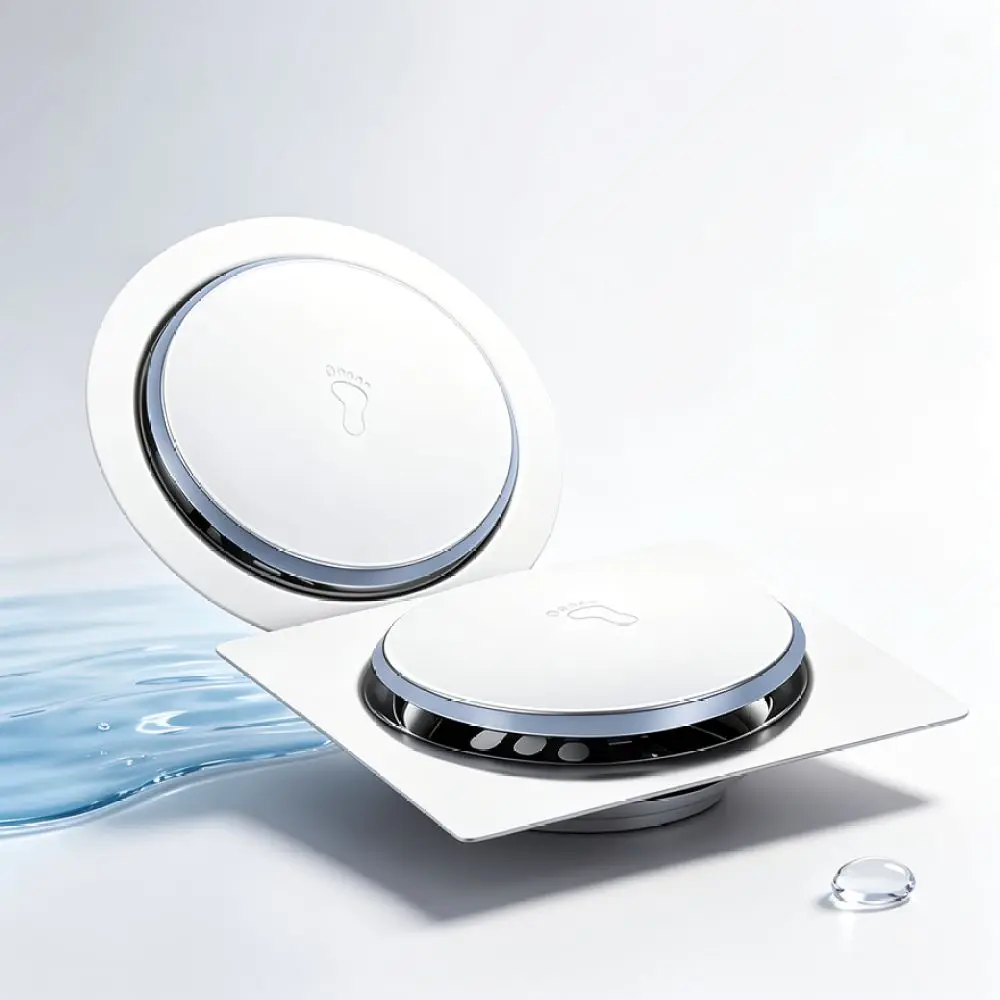 Modern Stainless Steel Floor Drain Bounce Push Type Bathroom Sewer Strainer Anti Odor Square Round Drainage Protector