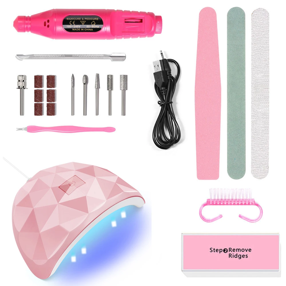 Manicure UV LED Lamp Kit Set with UV Lamp and 20000RPM Nail Drill Machine for Remove Dead Skin Manicure Tools Set