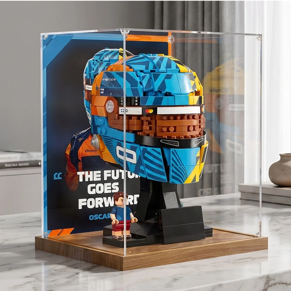 New 3mm Dustproof Display Box for lego 43017 Piastri Helmet Model Display Case Storage Box Home Organizer(Lego Set not Included)