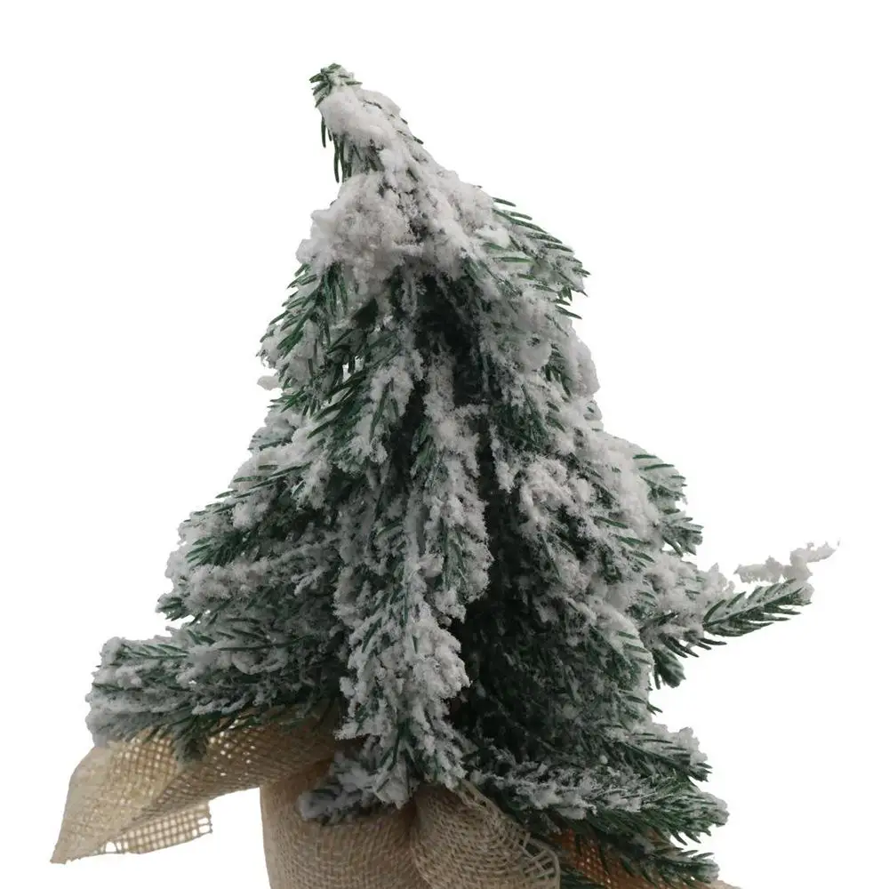 Elegant Handmade Miniature Snow Pine Tree Burlap Stable Mini Christmas Tree 20cm Green Hotel