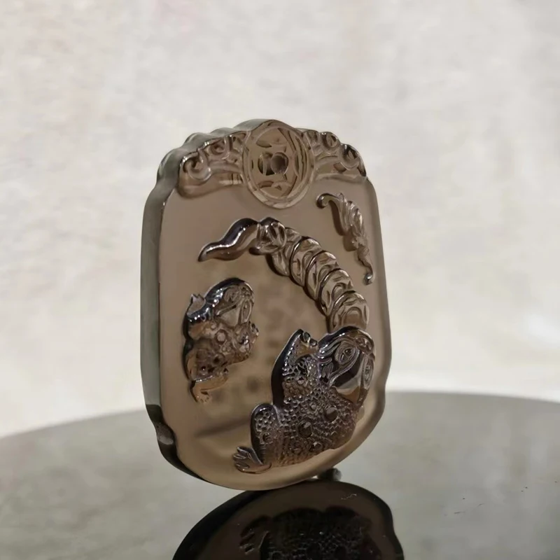 Natural Ice Obsidian Carved Toad Pendant Men And Women's Boutique Sweater Chain Accessories Free Necklace Gift