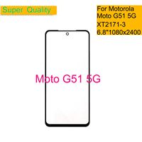 10Pcs/Lot For Motorola Moto G51 5G XT2171-3 Touch Screen Front Outer Glass Panel Lens G51 5G LCD Front Glass With OCA Glue