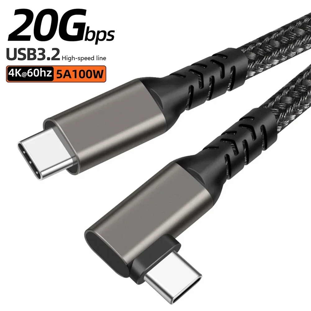 USB 3.2 Gen 2 Cable 10Gbps USB A to USB C 4K60hz 5A 100W Fast Charge Elbow 0.2-3M for Oculus Quest 1/2 VR Link Cable Camera Line