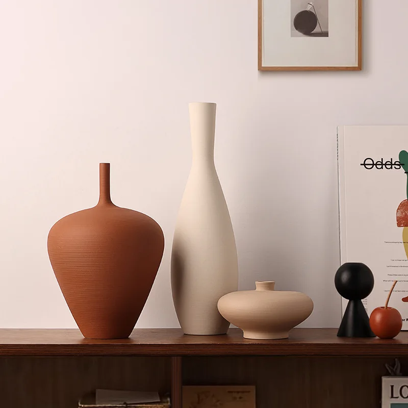 CAPIRON Nordic Retro Ceramic Vase Cabinet Living Room Decoration Flower Arrangement Pampas Grass Zen Tabletop Centerpiece Table view 3