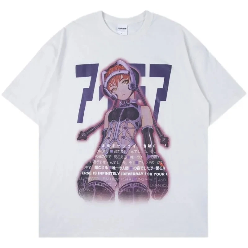 Women Clothing Summer T-shirt Streetwear Clothes Punk Top Shirt Japanese Anime Mechanical Girly Print T-shirt Casual Harajuku