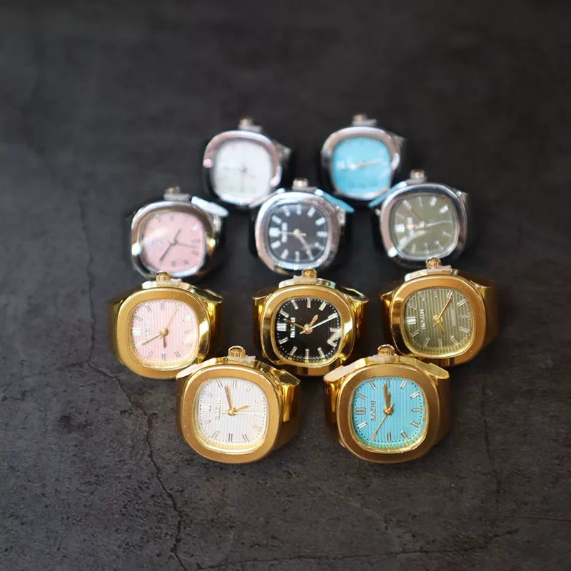 Nuevo reloj con anillo Punk a la moda y a la moda, tiempo ajustable dorado, joyería personalizada a juego para hombres y mujeres