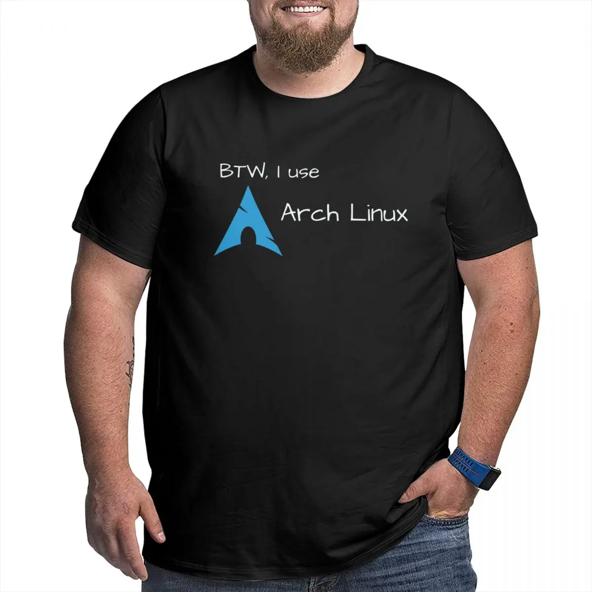 الرجال Btw Arch Linux أنا أستخدم قوس تي شيرت خمر حجم كبير القطن Crewneck كم القمصان