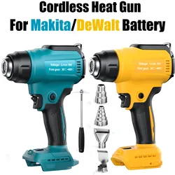 350W Cordless Heat Gun for Dewalt 20V batteries for Makita 18V Battery Hot Air Gun for Crafts w/4 Nozzles High Power Tool