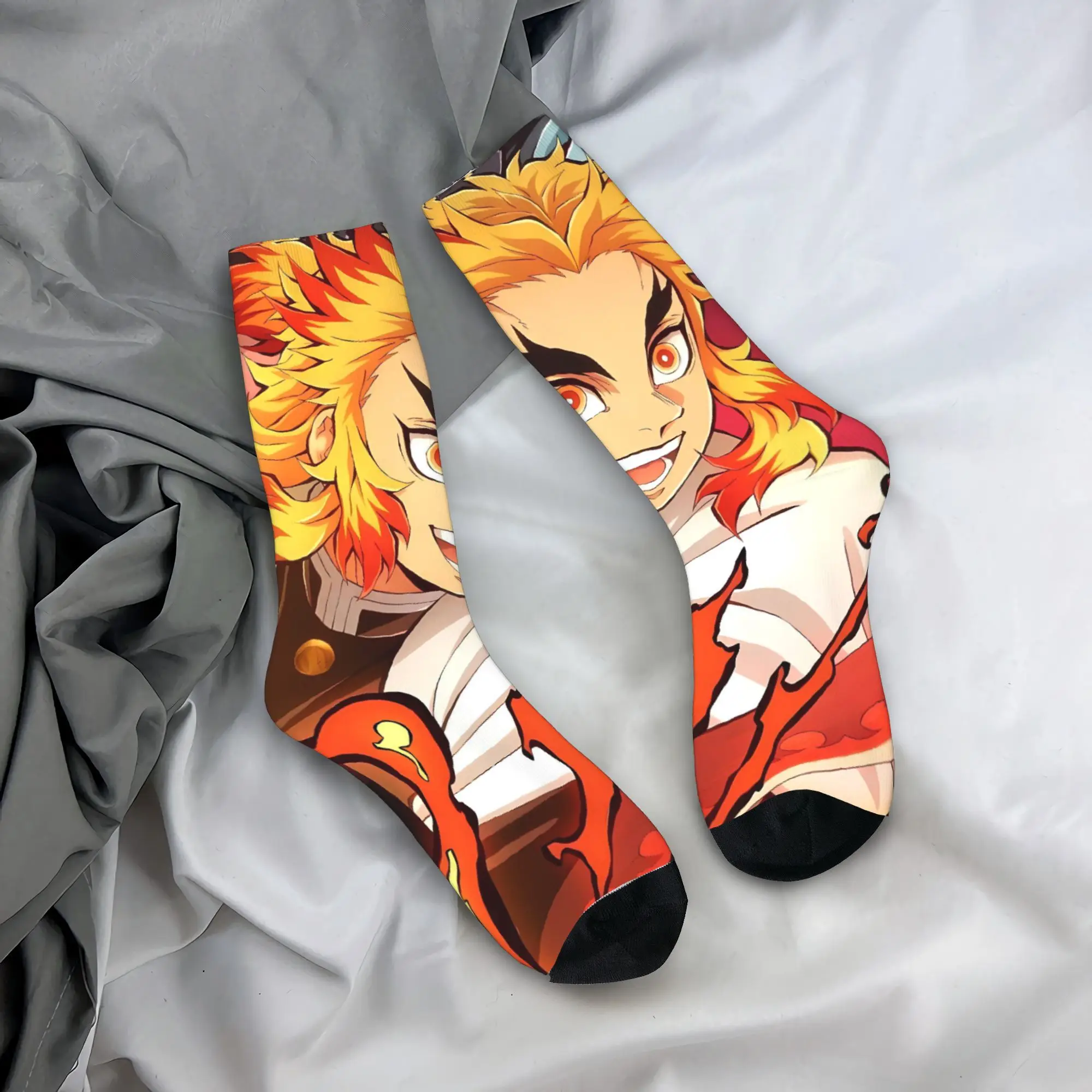 جوارب رجالية أنيمي كيوجورو رينجوكو جوارب شتوية مريحة جوارب جرافيك للجري مضادة للانزلاق