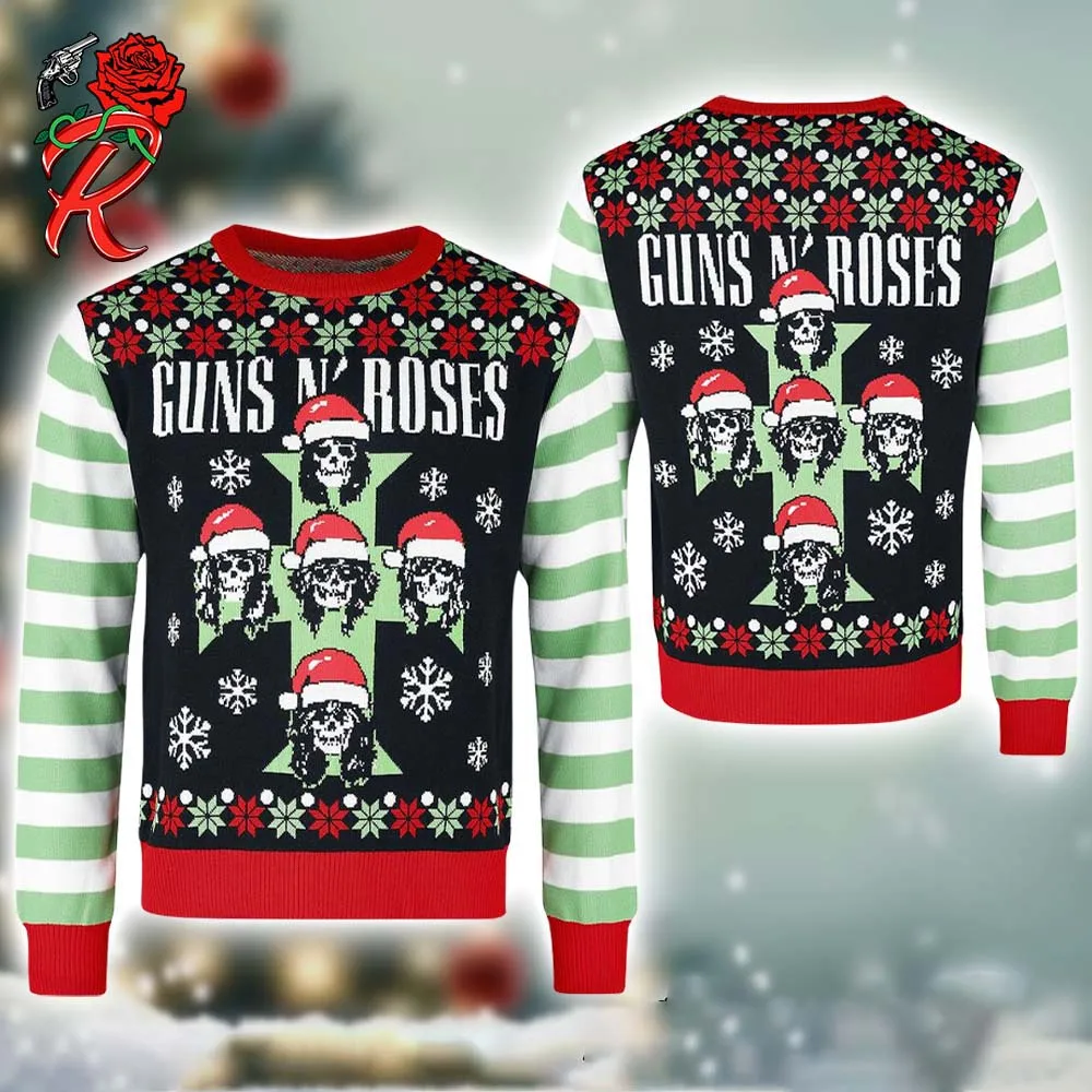 

Gun and Rose Men's New Ugly Christmas Long-sleeved Women Cartoon Autumn and Winter Cosplay Party Long-sleeved
