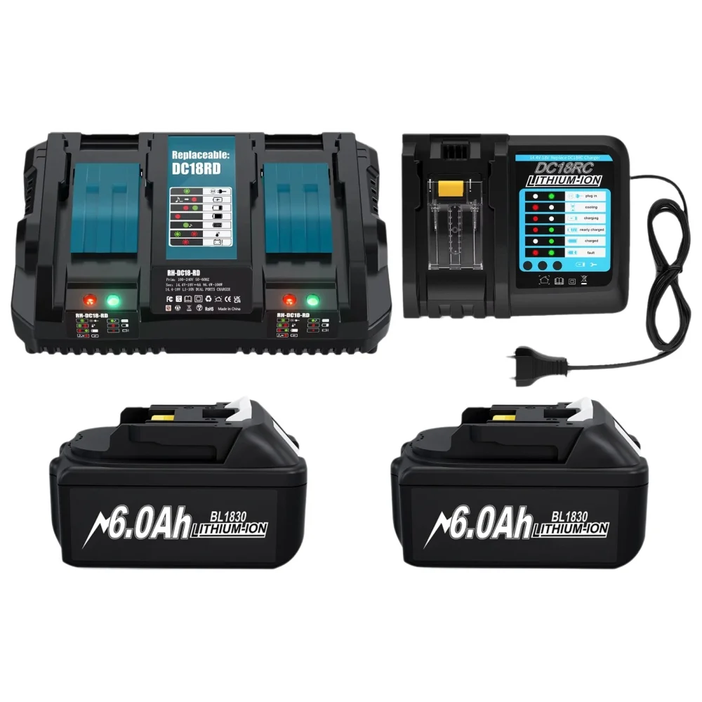 6A Voor Makita BL1830 Batterij 18V Gereedschap Vervanging Voor Makita BL1830 BL1860 BL1890 Compatibel Voor Makita 18V batterij Oplader - afbeelding 2