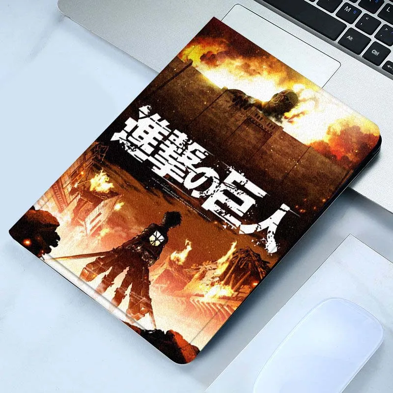 هجوم على تيتان التوضيح لجهاز iPad Pro Air Mini 1 2 3 4 5 6 7 7 8th 9th 10th 11th 10.2 9.7 10.5 10.9 11 12.9 حافظة كمبيوتر لوحي