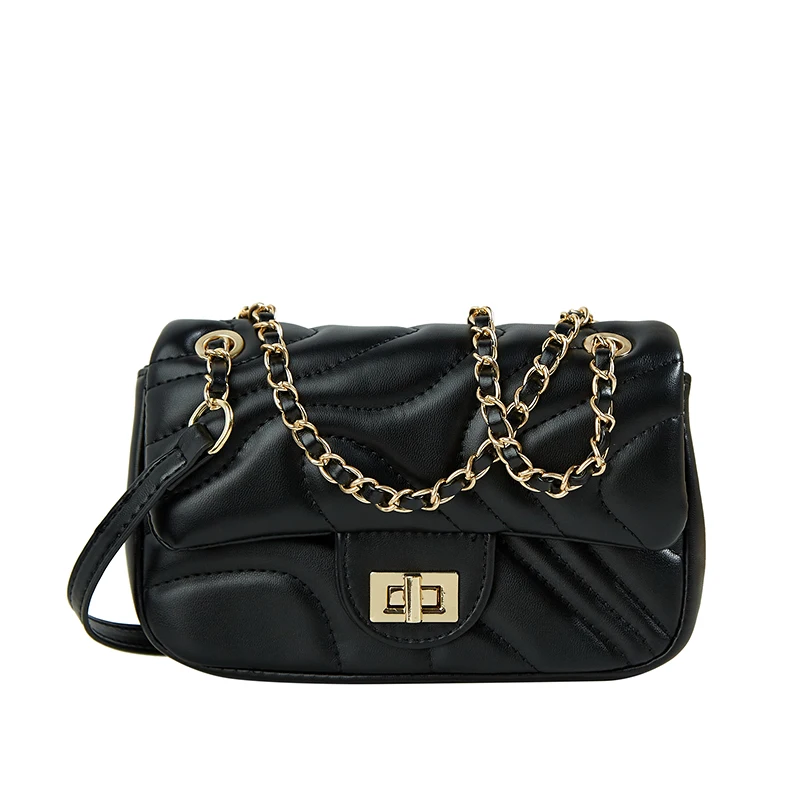 

Womens bag with adjustable chain strap crossbody bag PU material quilted design buckle closure perfect for party use