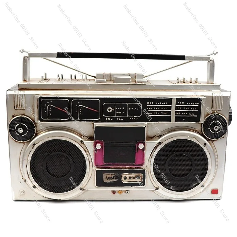 Vintage Nostalgic Cassette Radio Recorder Model Ornament Retro Old Style Tape Player Display Figurine Desktop Decoration