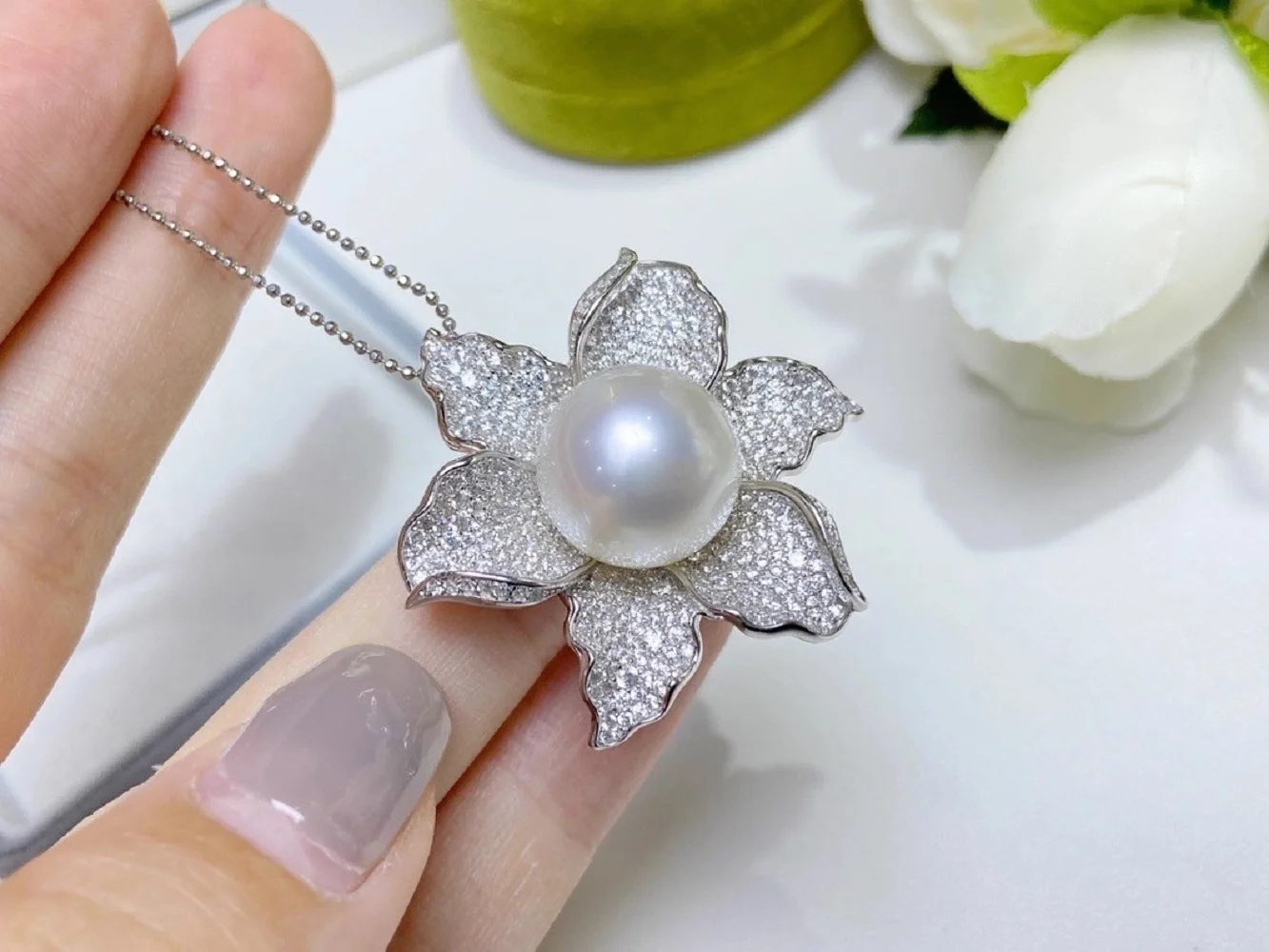 

Подвеска Seiko Pearl AAAA 13-14 мм, натуральный круглый кулон из японского жемчуга 18 дюймов + 925s