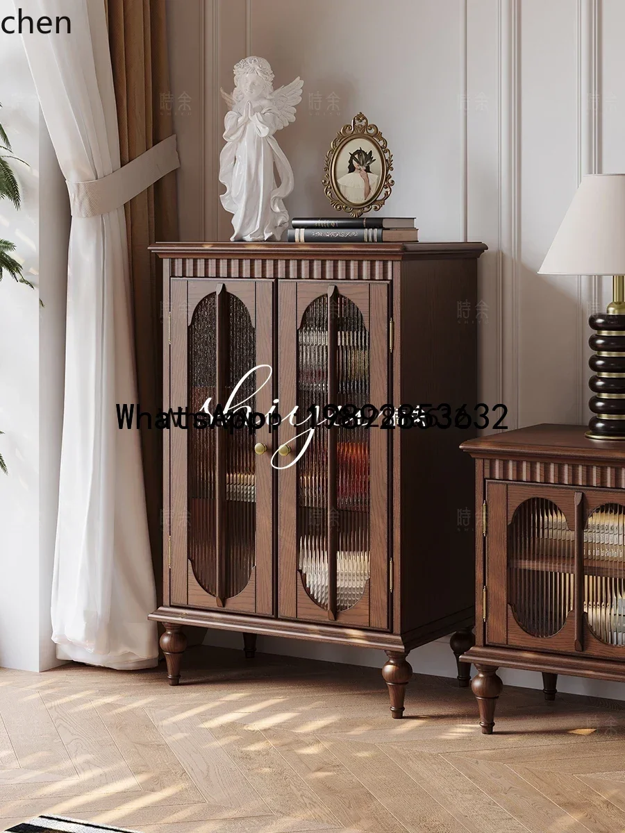 

B-3 Wine Cabinet Solid Wood Vintage TV Cabinet Side Display Storage Cabinet