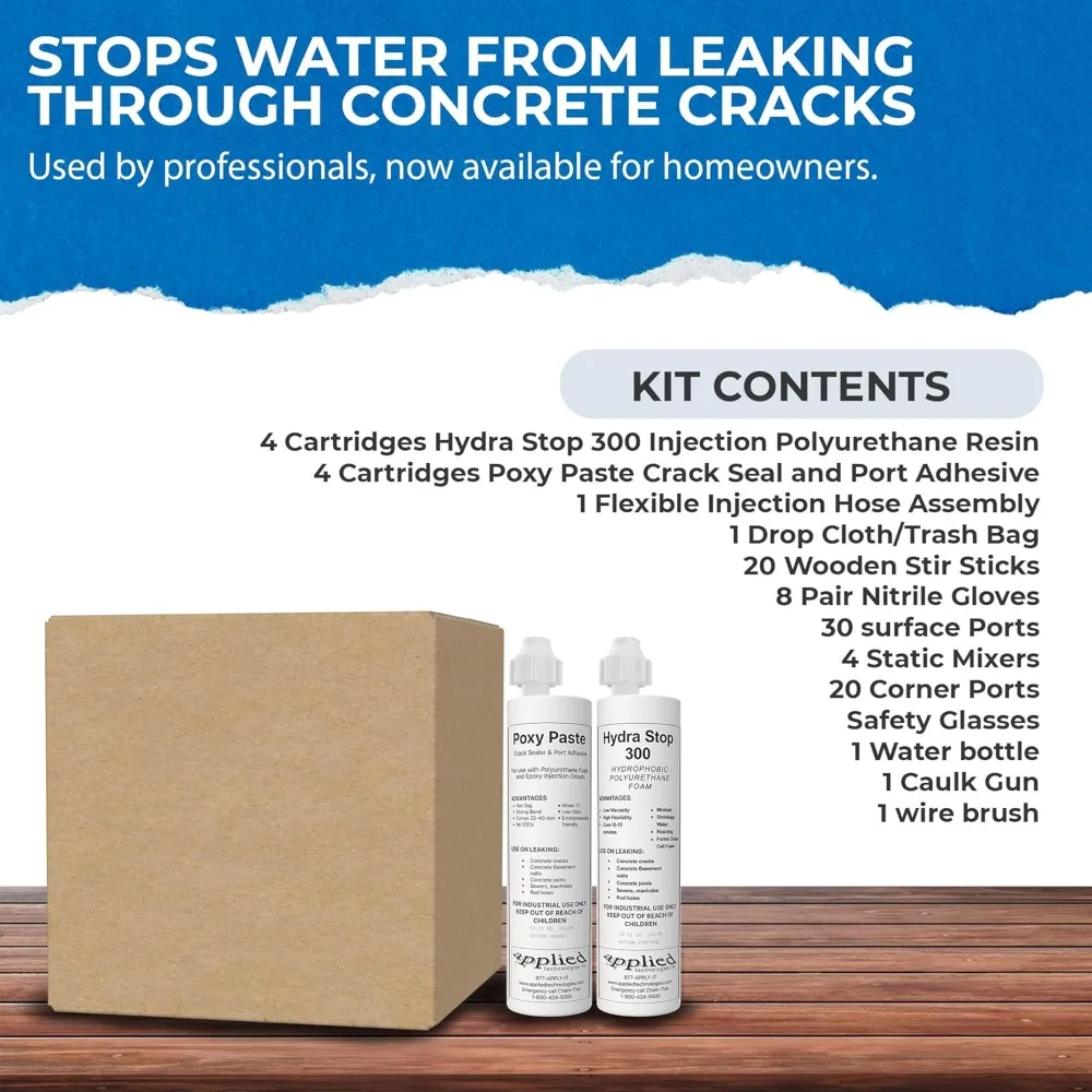 20 フィート ファスト セット コンクリート亀裂修復キット - 壁亀裂用 Hydra Stop 300 ポリウレタンフォーム