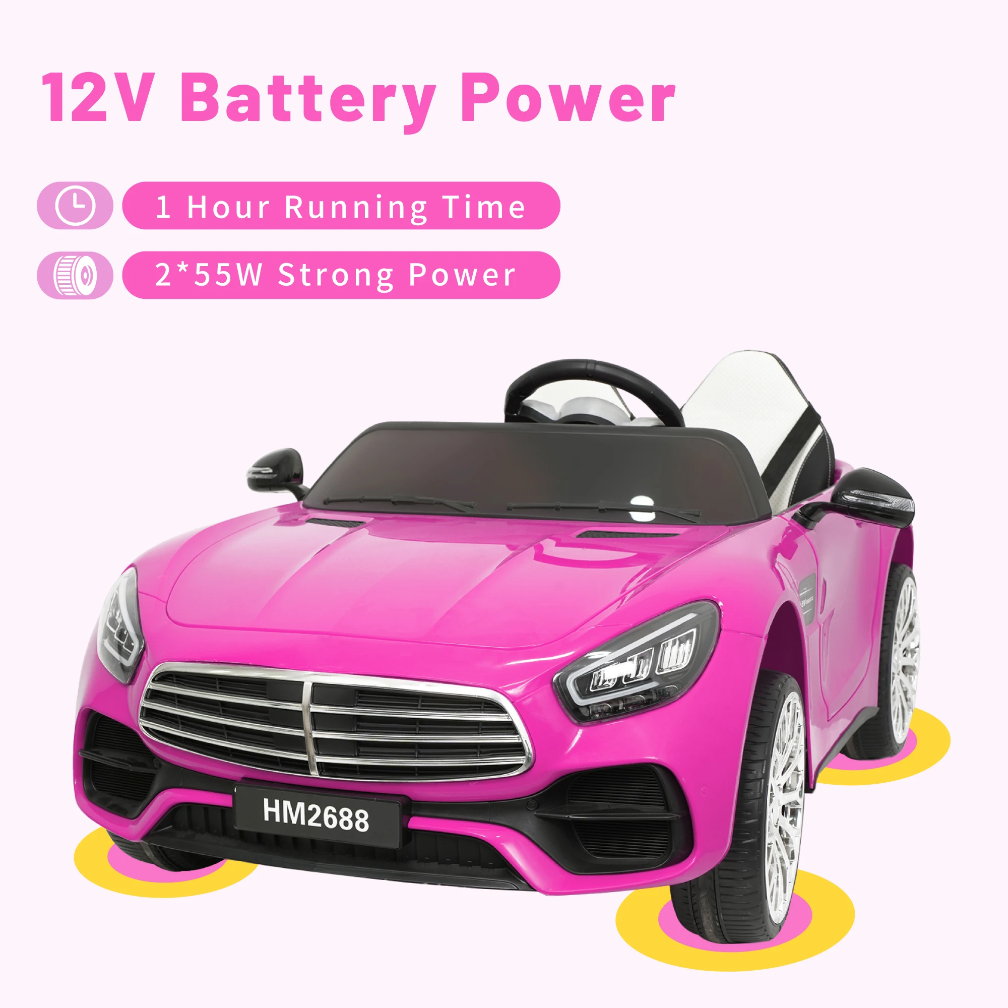 12V Ride On Car for Kids, Electric Car with Remote Control, Music Player for 3-8 Year Old