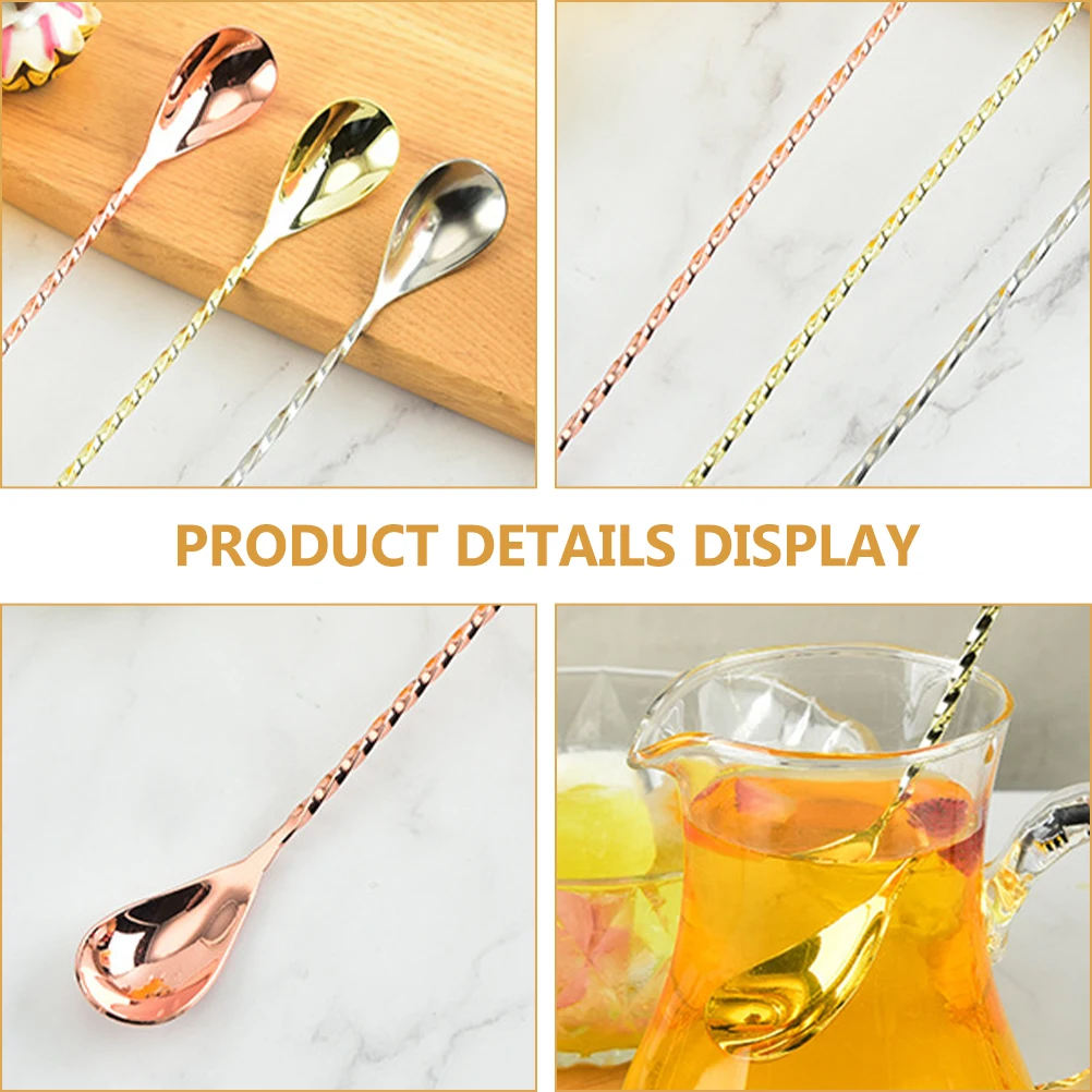 

3pcs Stainless Steel Stirring Spoon Dessert Coffee Spoons Set For Tea Ice Cream Yogurt Honey Soup Cream Serving Kitchen Bar