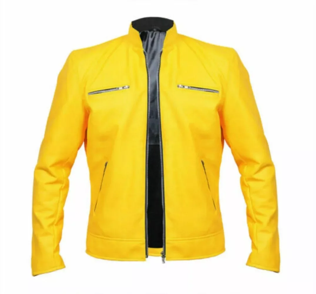 

new！Dirk Gently Holistic Detective Agency Samuel Barnett Yellow Faux Leather Jacket