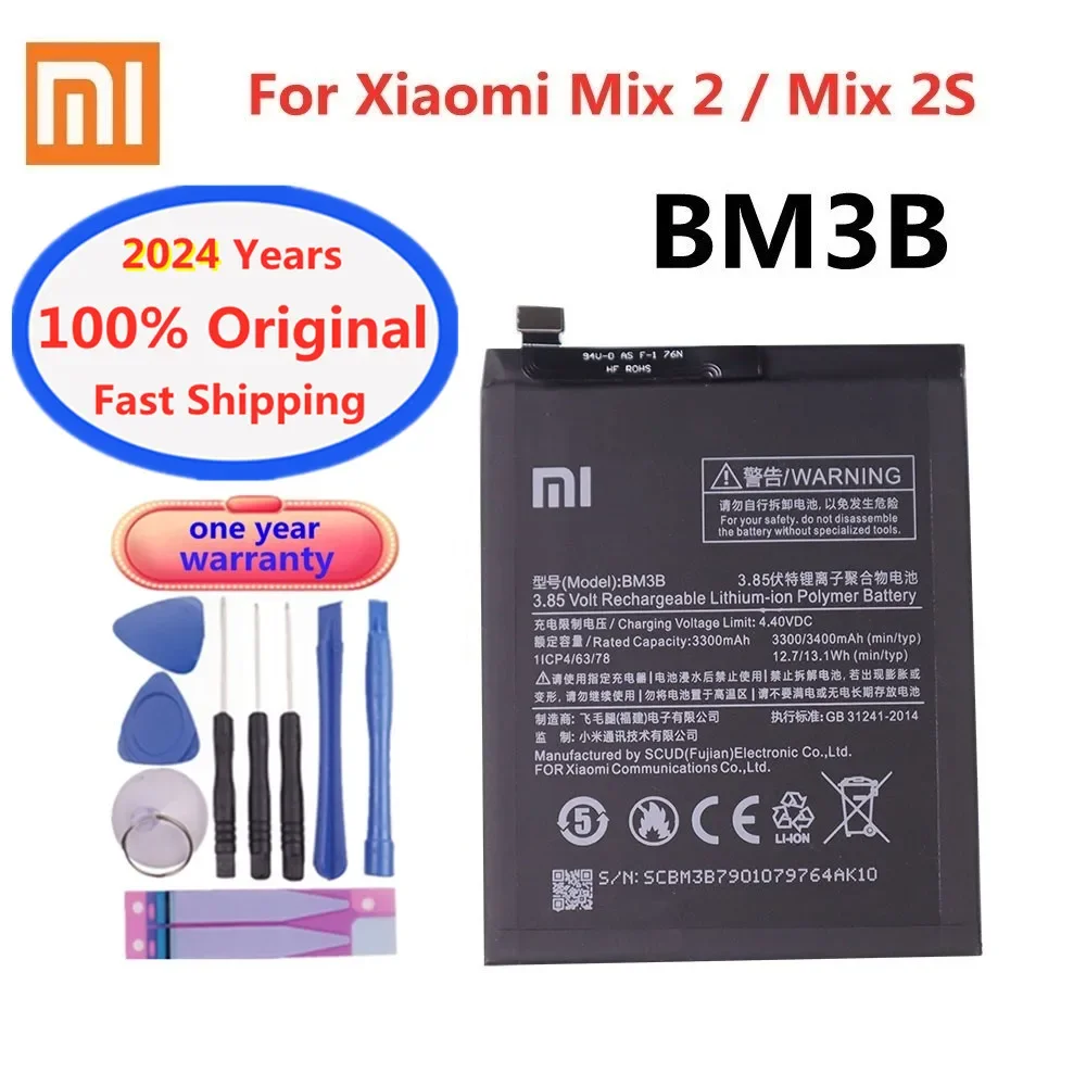 

2024 Years BM3B Xiao Mi Original Battery For Xiaomi Mi Mix 2 Mix2 / Mix 2S Mix2S 3300mAh High Capacity Phone Battery + Tools