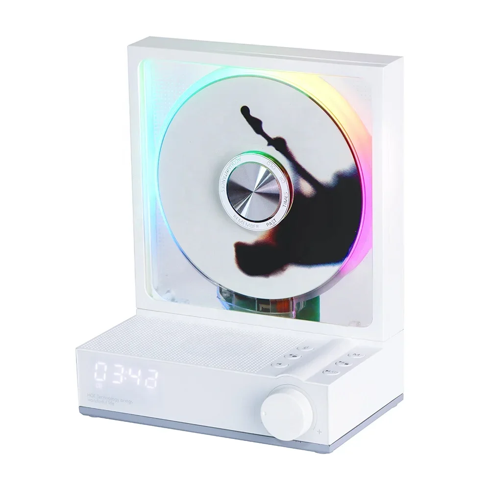 Retro CD Player Bluetooth RGB Dazzling Colour Light Rechargeable Audio CD Album Music Player Speaker Decoration Gift