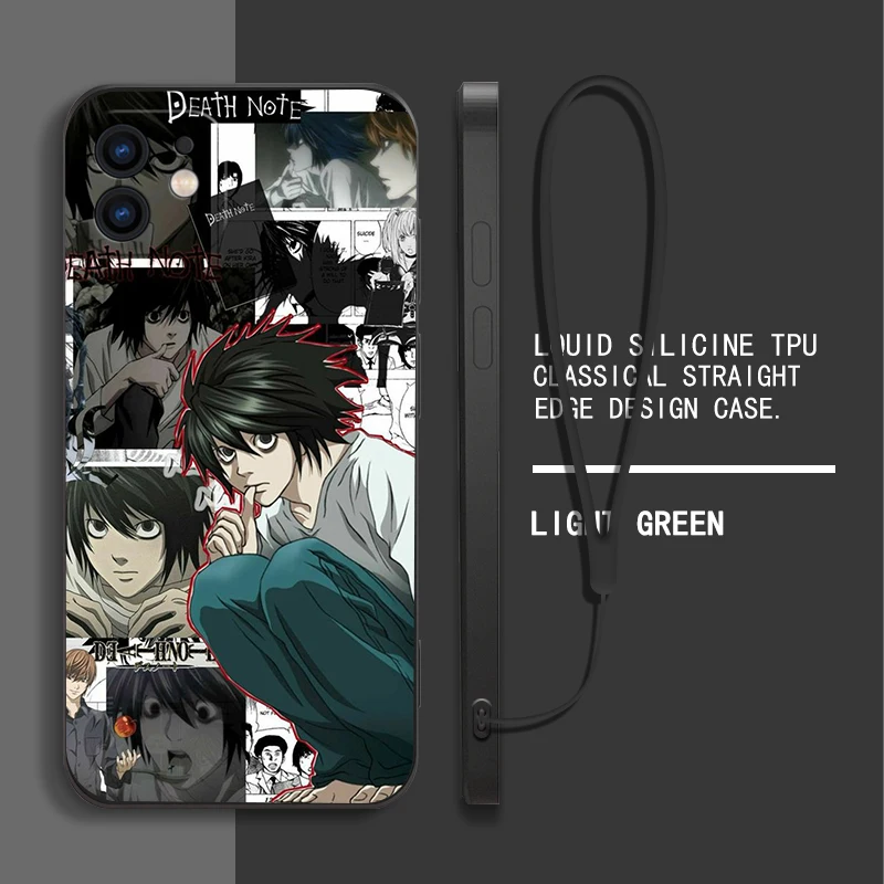 Anime Death Note Phone Case For Samsung Galaxy S23 S22 S21 S20 Ultra Plus FE S10 4G S9 S10E Note 20 10 9 Plus With Lanyard Cover