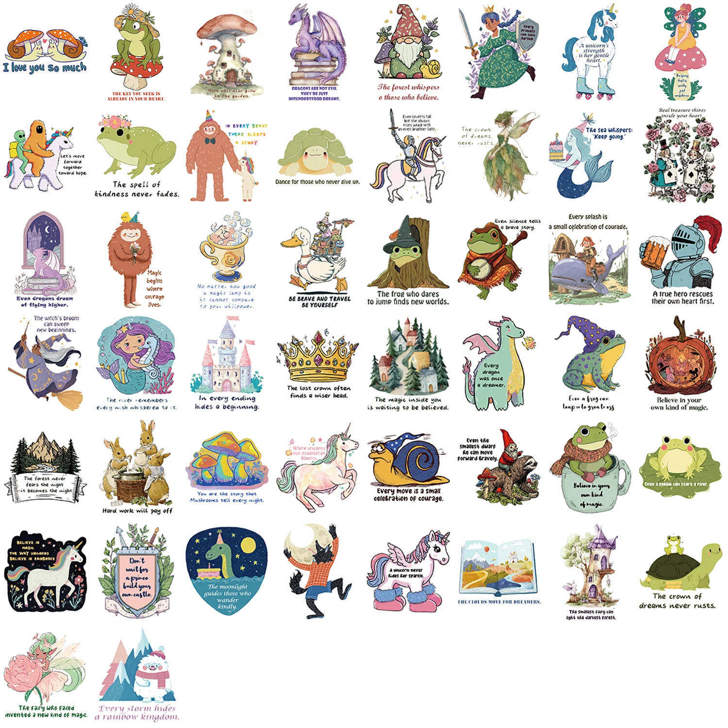 50 pegatinas inspiradoras de cuento de hadas, pegatinas de grafiti exquisitas y geniales, pegatinas de dibujos animados para ordenador portátil, decoraciones de regalo clásicas