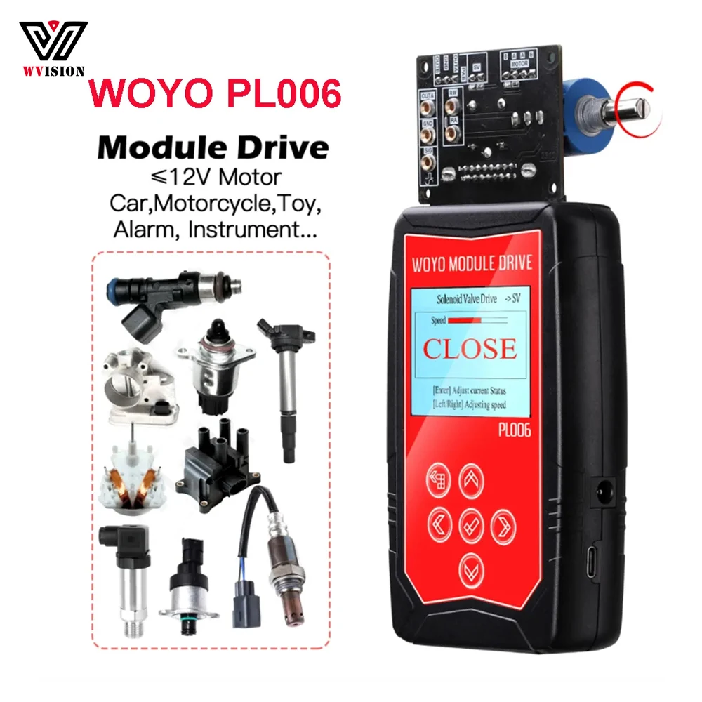 

WOYO Module Drive PL006 Vehicle Injectors Car Fault Detect Drive Simulator Solenoid Valves Stepper Motor Ignition Coil Tester