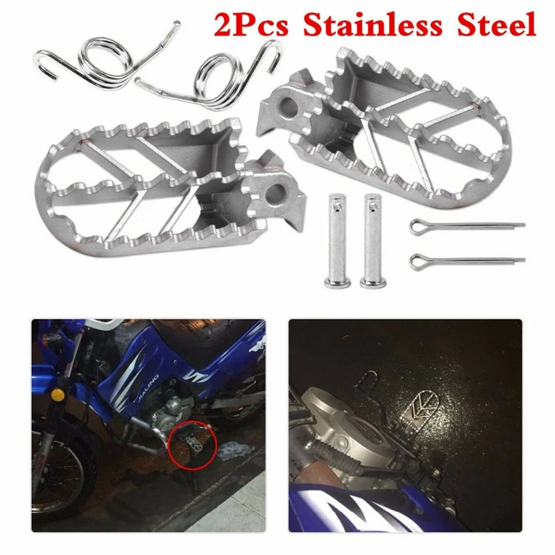 Motorcycle Stainless Steel Footpegs For Pit Dirt Motor Bike Pitster Pro XR50 CRF50 CRF70 SSR Thumpstar Motocross