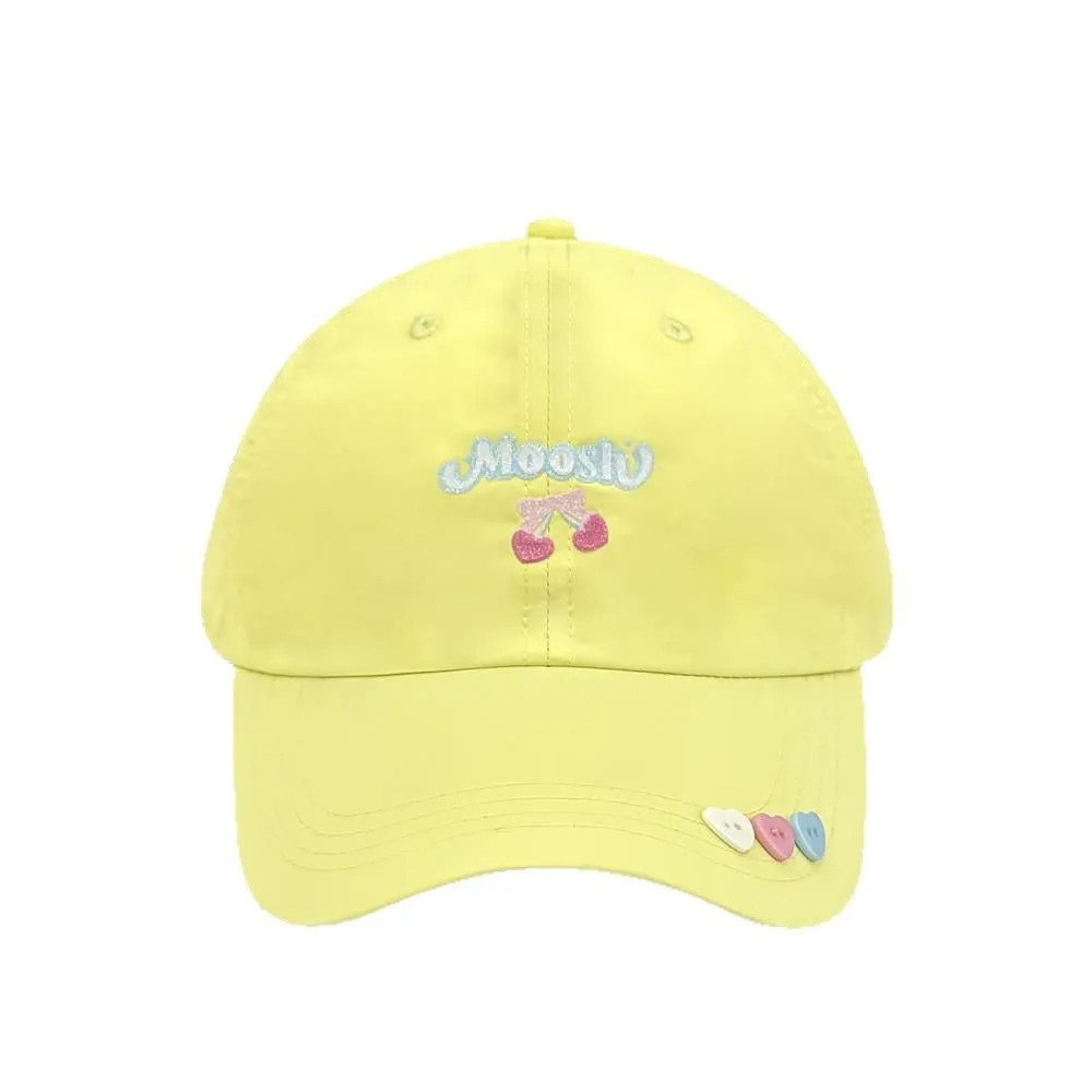 

Cotton Cherry Baseball Cap Breathable Letters Casual Sunshade Hat Japanese Style Sun Protection Wide Brim Big Head Cap