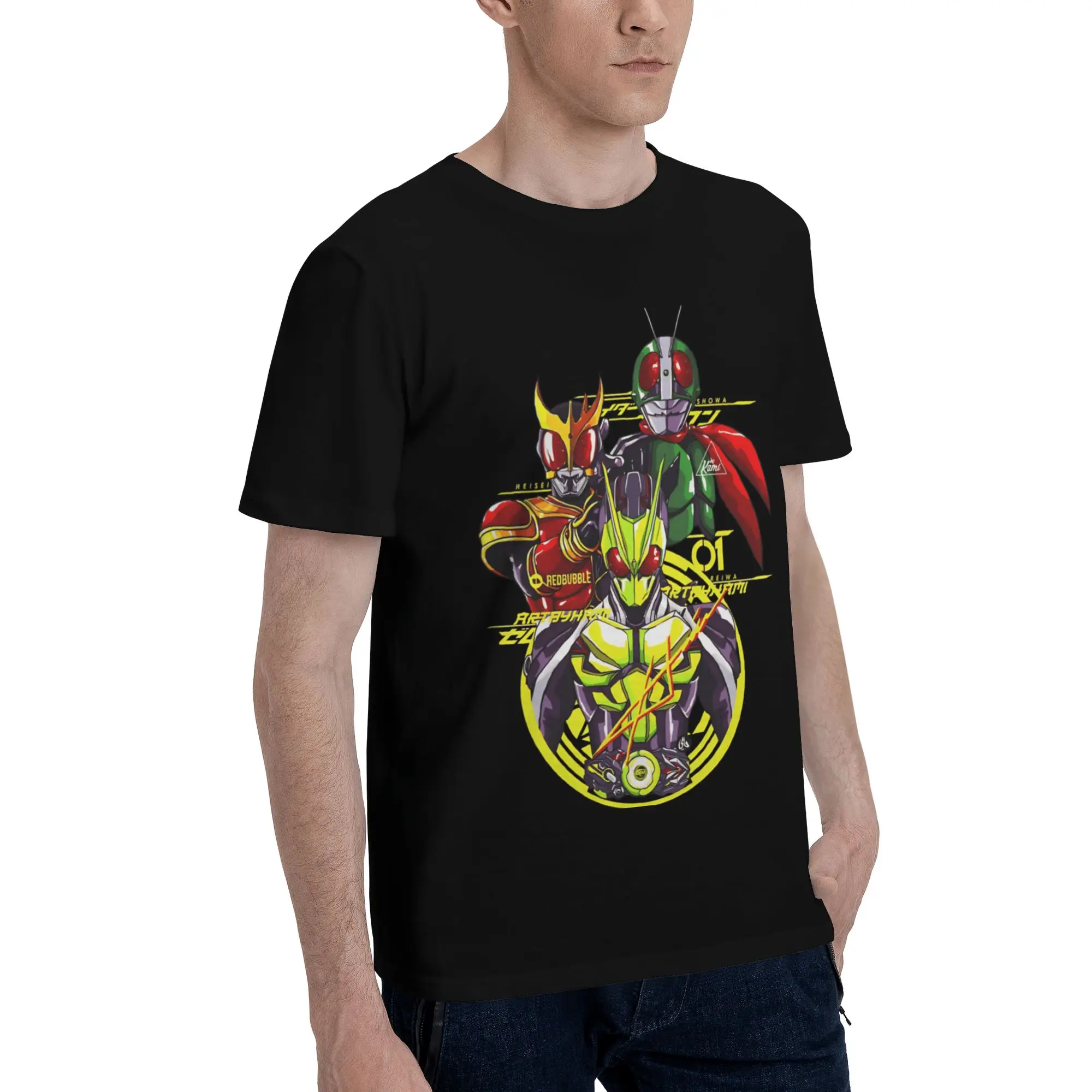 RIDER GENERATIONS Men T Shirts Kamen Rider Novelty Tees Short Sleeve O Neck Pure Cotton Graphic Tops T-Shirt