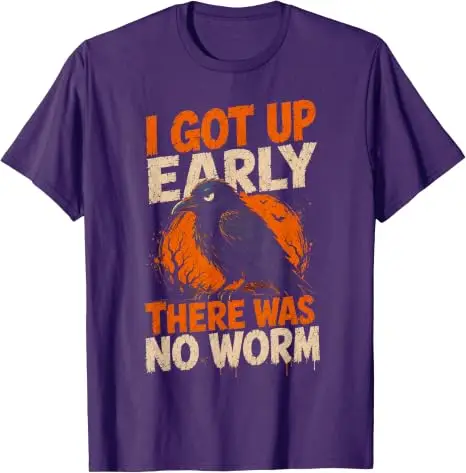 Ich bin früh aufgestanden, es gab keinen Wurm. Grumpy Raven T-Shirt Y2k Lustiges Grumpy Crow Nachteulen-Humor-Sprücher-T-Shirt Vogelliebhaber Grafik-Outfit – Detail 12