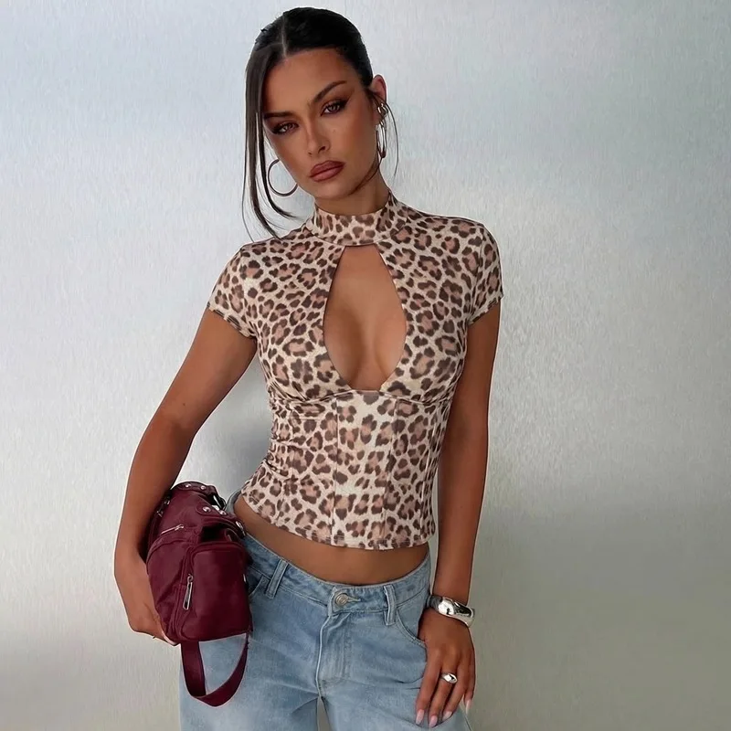 Sexy Backless Top Summer 2026 Hollow Out Short Sleeve Blouse Frog Buttons for Women Beach Party Club Casual Fashion