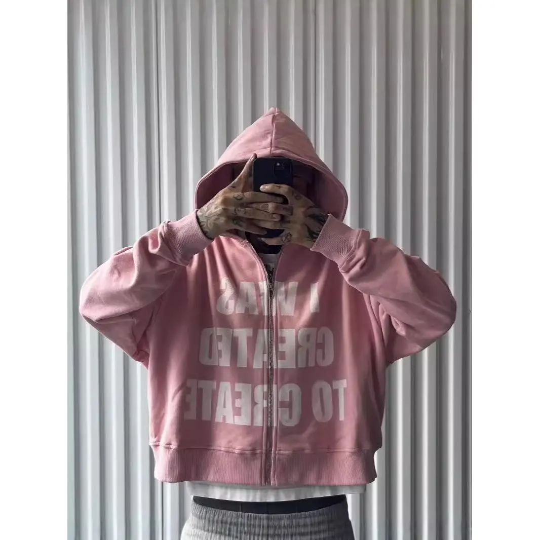 

European And American Sports And Casual Wear Pink Letter Printing Three-Dimensional Pattern Winter Men And Women Hoodie