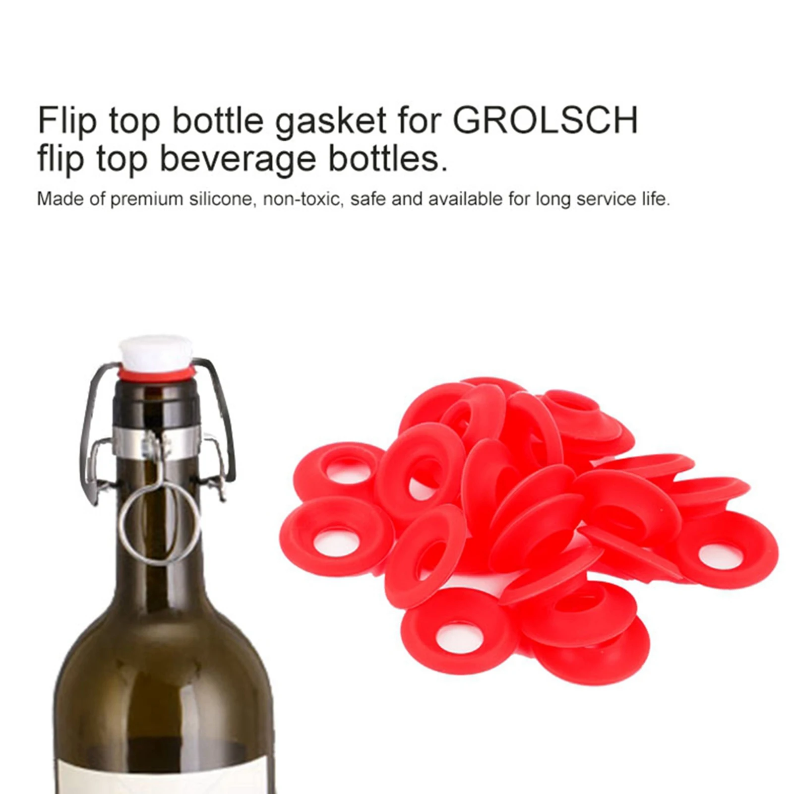 Junta de silicona roja Grolsch para botella de cerveza con tapa abatible, para elaboración casera de cerveza